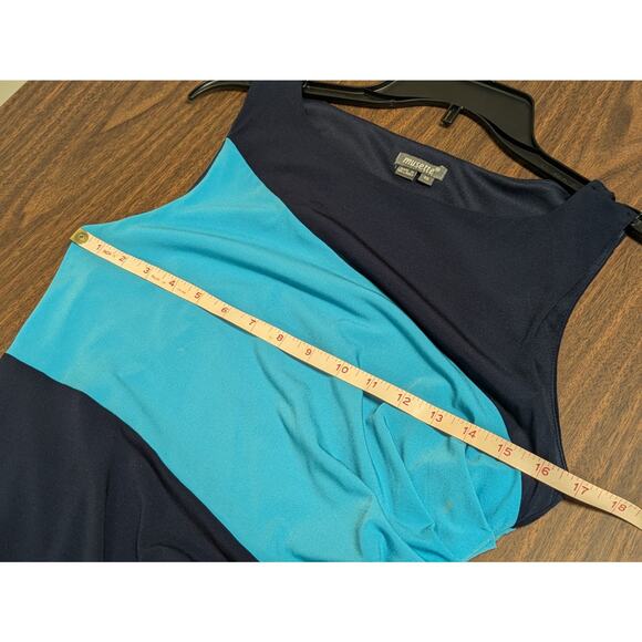 MUSETTE Womens Sz 10 Turquoise & Black Color Block Form Fitting Sleeveless Dress - Picture 7 of 8